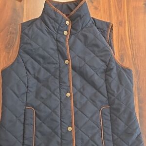 G.H. Bass & Co. Black Quilted Vest with Brown Trim